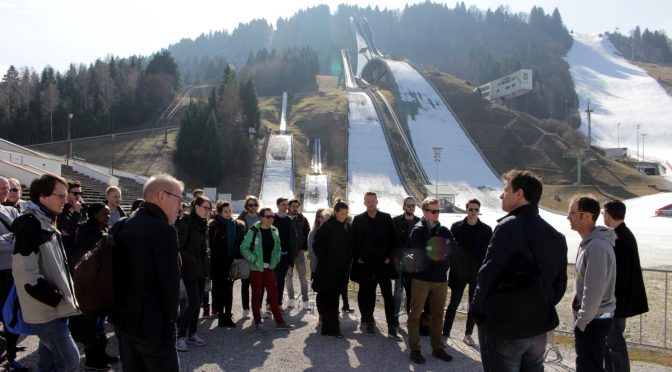Warm welcome at the Olympic ski jumps in Garmisch-Partenkirchen. Photo: Benjamin Moeyersons